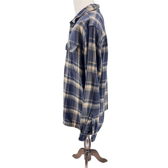 Patagonia Men's Organic Cotton Plaid Flannel Shirt XL Blue Yellow Workwear - Picture 3 of 13